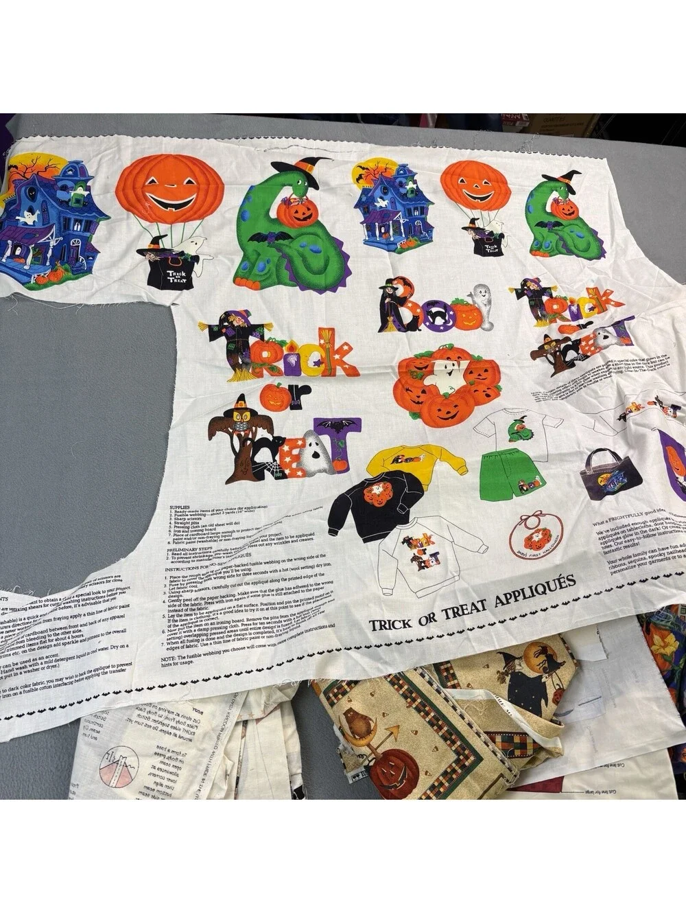 Lot Of 19 Assorted Vintage Halloween Cut & Sew Panels / Fabrics Crafting 10.5 lb